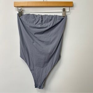 SKIMS Seamless Fits Everybody Strapless Thong Bodysuit Moonstone Blue Gray Sz S